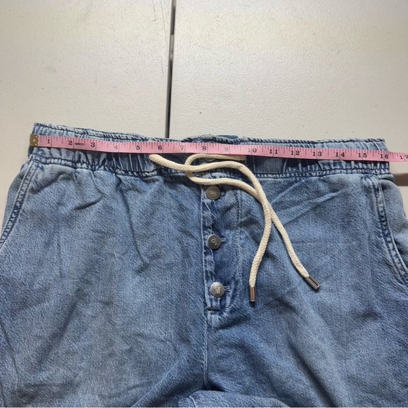 New Anthropologie Pilcro Drawstring Pull-On Wide-Leg Jeans Denim Blue Large - Picture 11 of 14